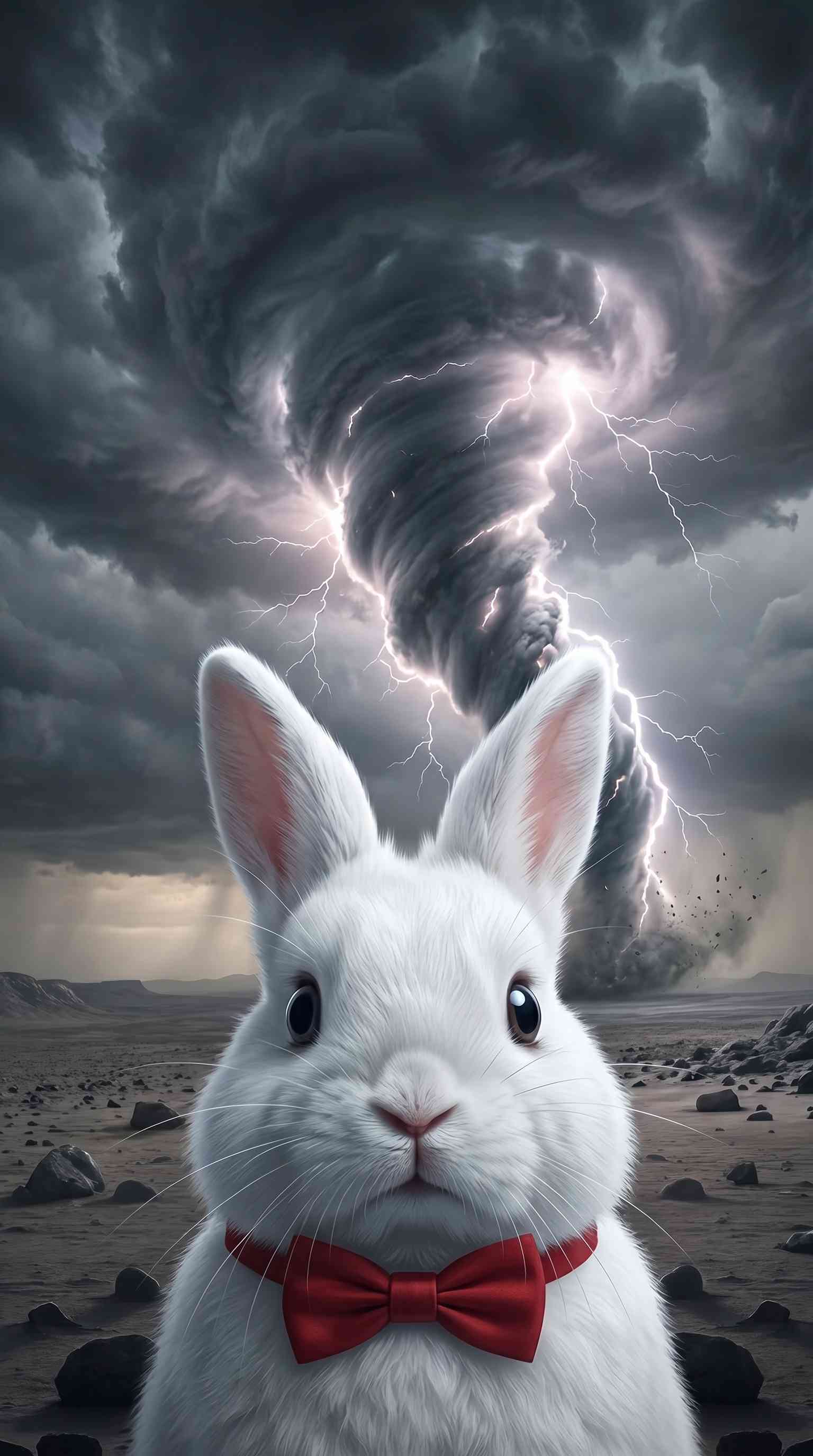 White Rabbit Stormy Twister - 4K Wallpaper