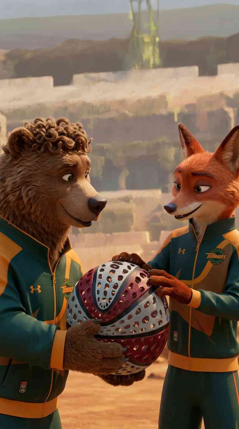 Duo Sportif Ours & Renard - Fond d'écran 4K