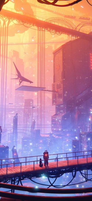 Futuristische Sci-Fi Stadtlandschaft - 4K Wallpaper