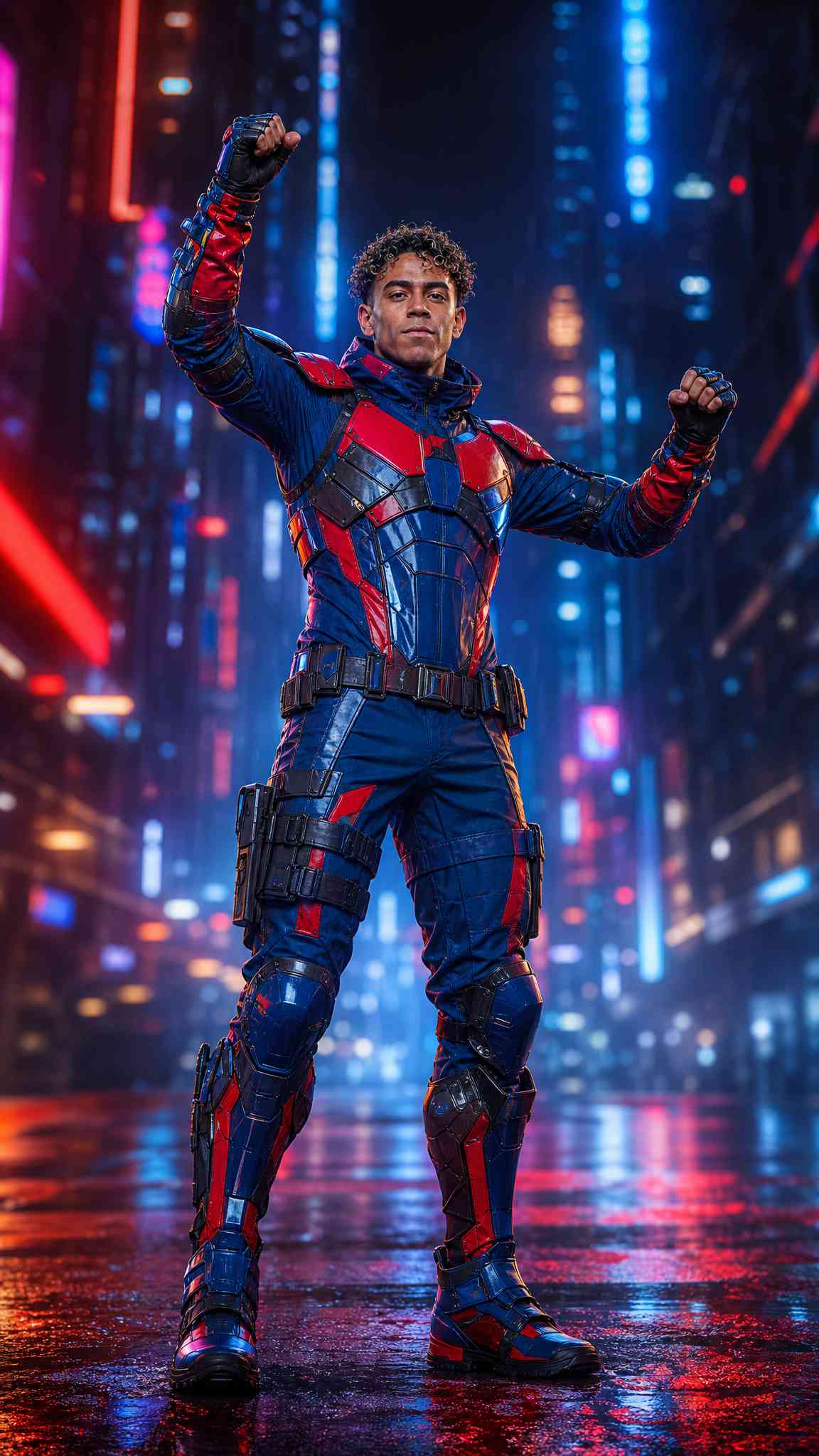 Cyberpunk Superhero Tactical Suit - 4K Background