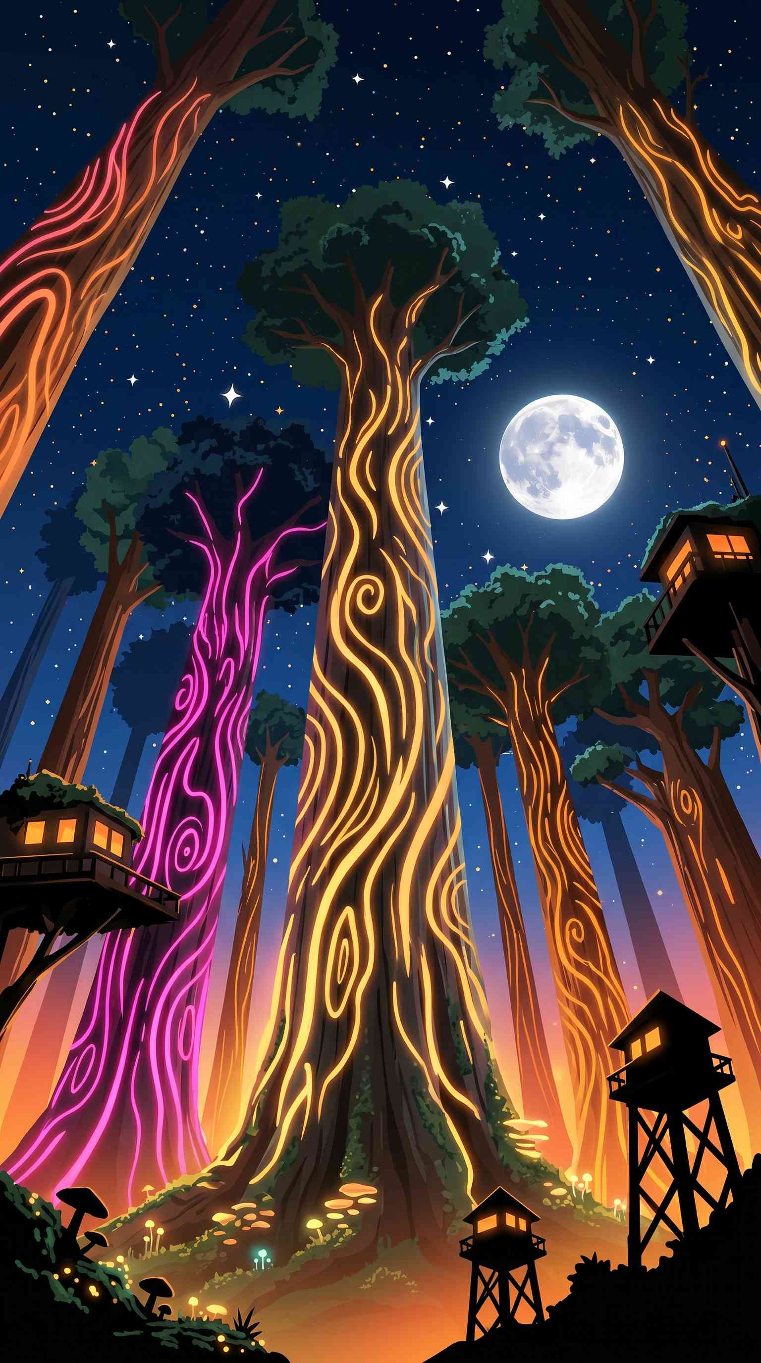 Magical Glowing Forest - 4K Phone Background
