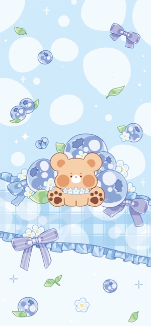 Cute Teddy Bear Blueberry - 4K Wallpaper