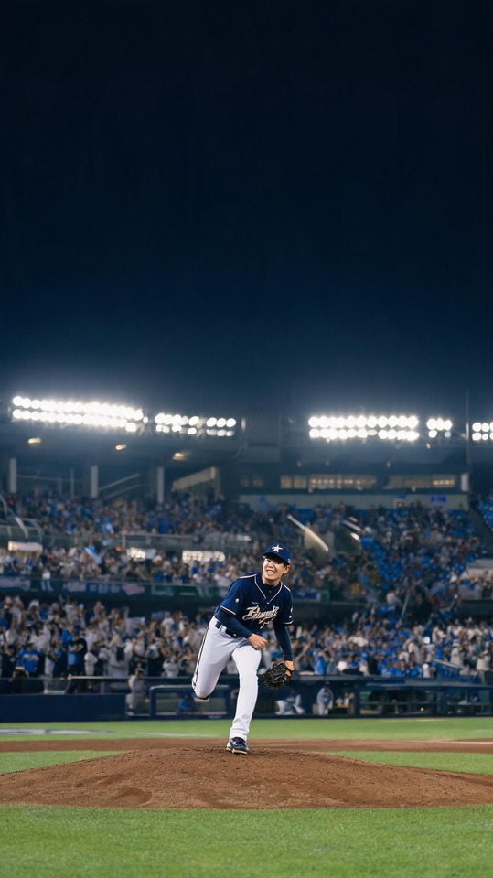 Fighters Baseball Pitcher Night Game - 4K Wallpaper