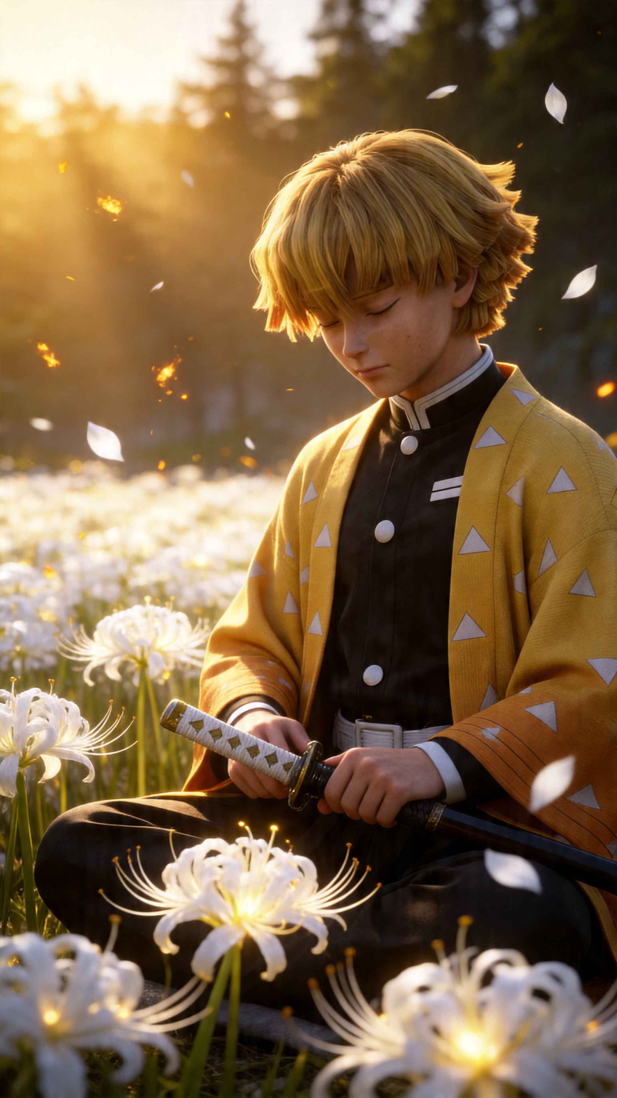 Zenitsu Agatsuma Cinematic 4K Phone Wallpaper