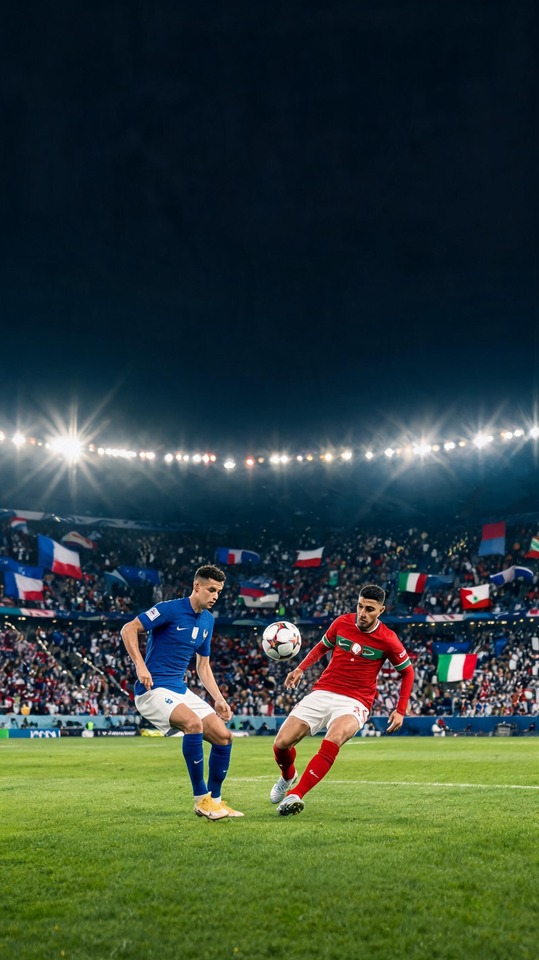 France vs Morocco Football World Cup - 4K Wallpaper