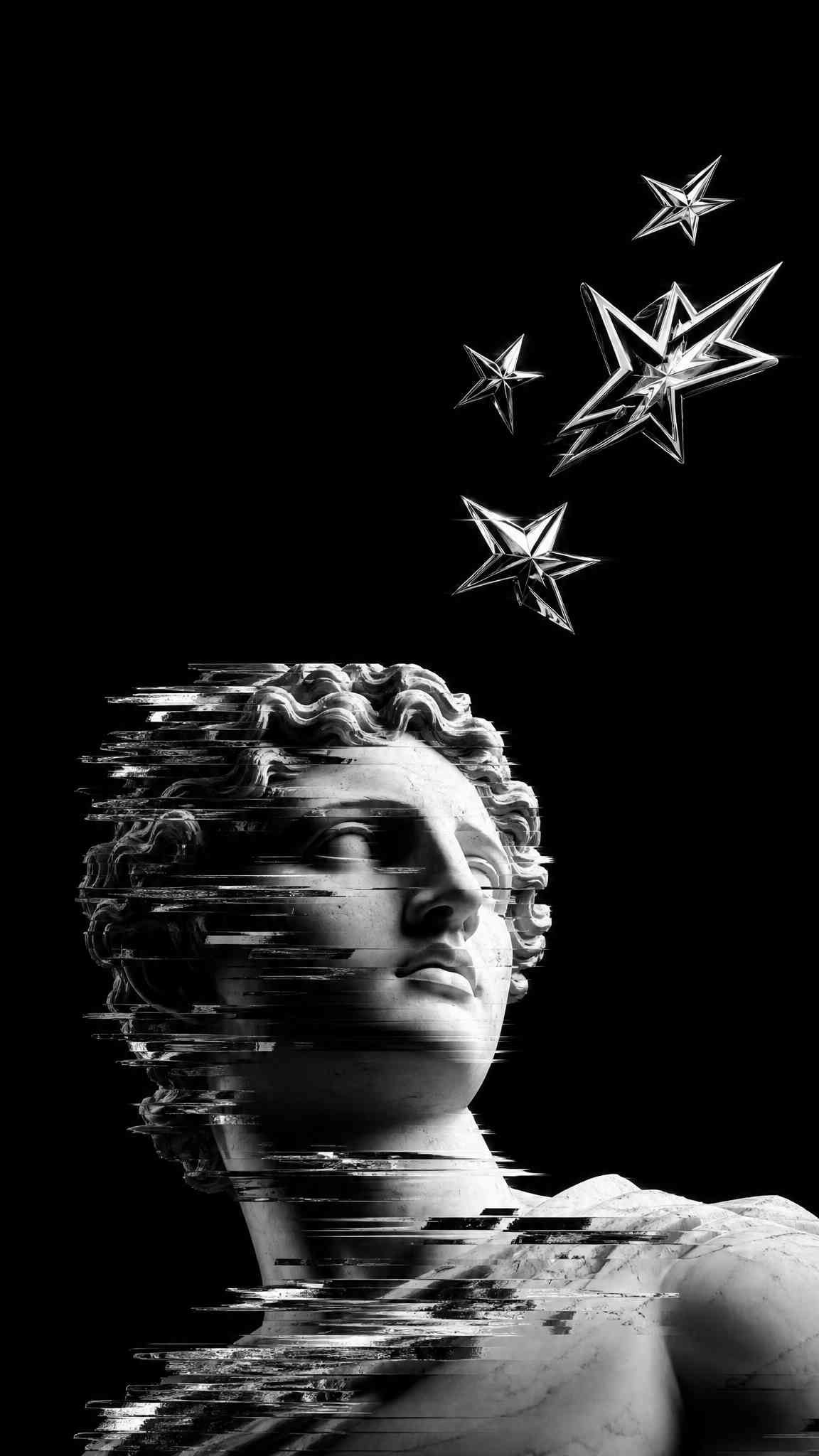 Estatua de Apolo Glitch - Fondo de Pantalla 4K Aesthetic