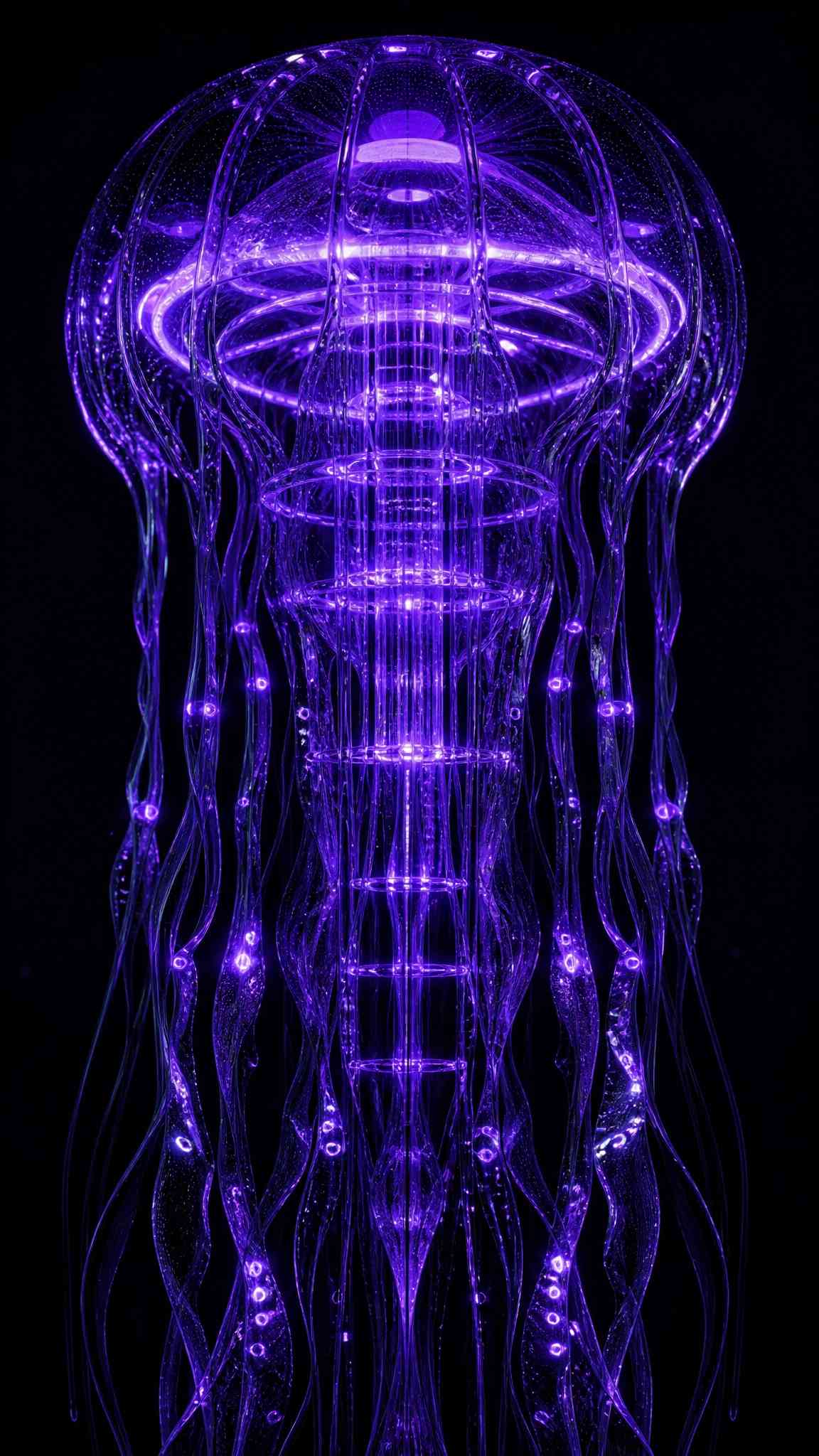 Purple Neon Jellyfish Glass Sculpture - 4K Wallpaper
