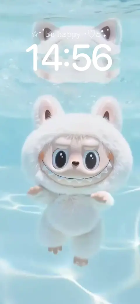 Labubu Fluffy Monster Underwater - 4K Wallpapers