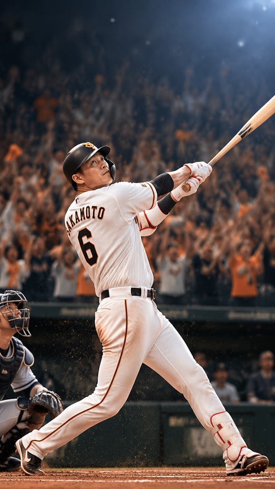 Hayato Sakamoto Home Run Swing - 4K Phone Wallpaper