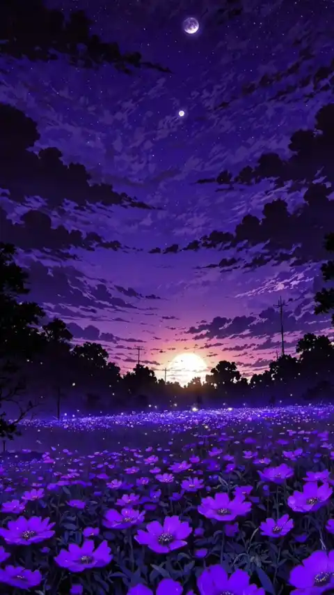 Dreamy Purple Flower Field Live Wallpaper 4K