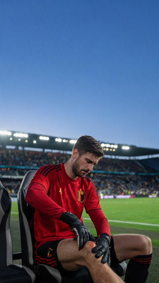 Blessure Thibaut Courtois - 4K Fußball Hintergrund