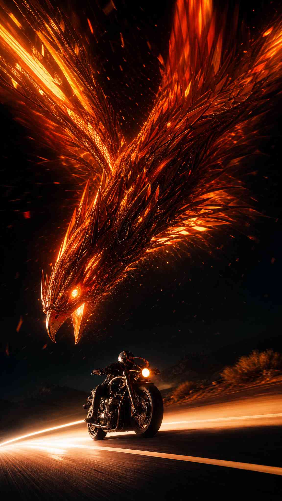 Phoenix Rider Night - 4K Wallpapers