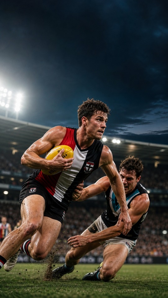St Kilda vs Port Adelaide Cinematic AFL Action - 4K Wallpaper