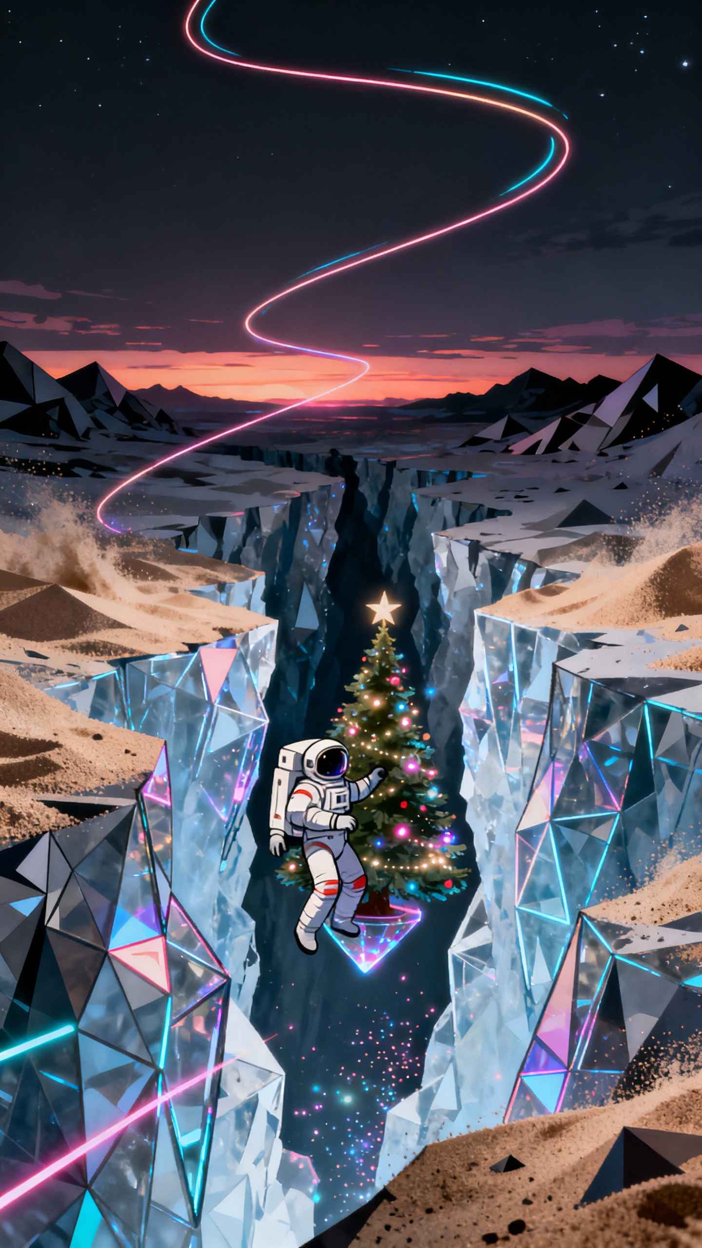 Astronaute et Sapin de Noël - Arrière-plan 4K