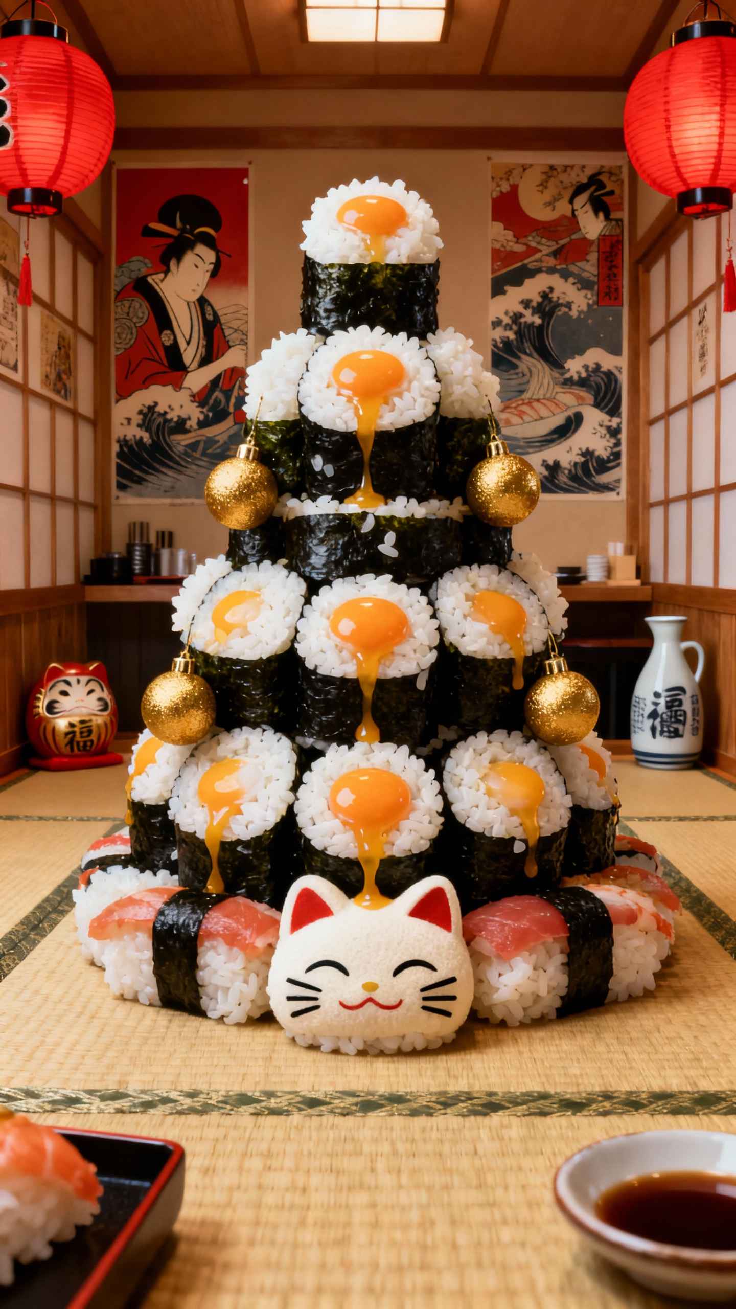 Sushi Weihnachtsbaum - 4K Handy Wallpaper