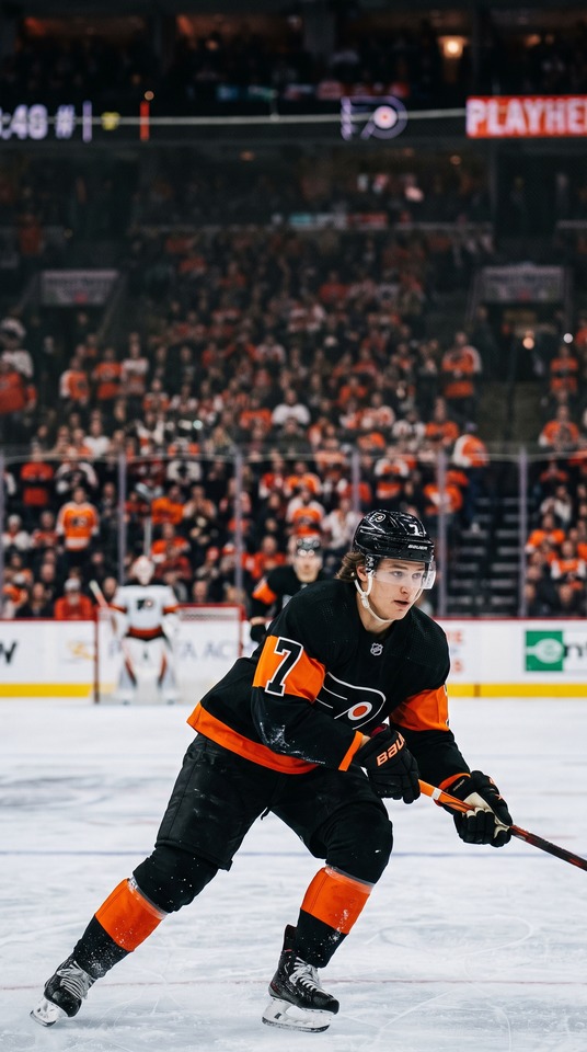 Trevor Zegras Flyers Action - 4K Phone Background