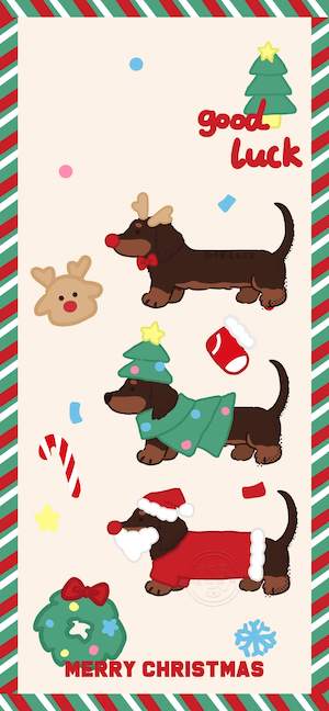 Weihnachts Dackel Cartoon - 4K Wallpaper