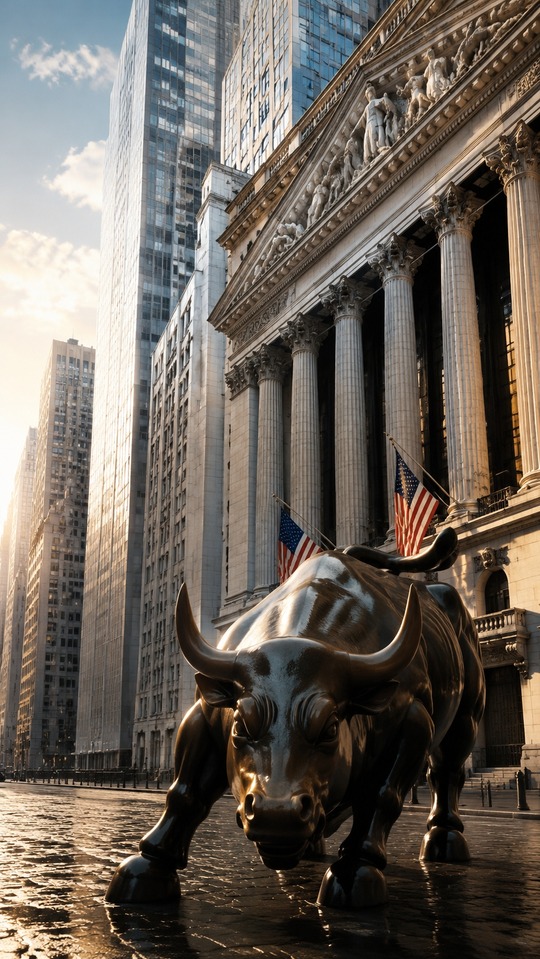 JPM Stock Rally - Charging Bull Wall Street 4K Wallpaper