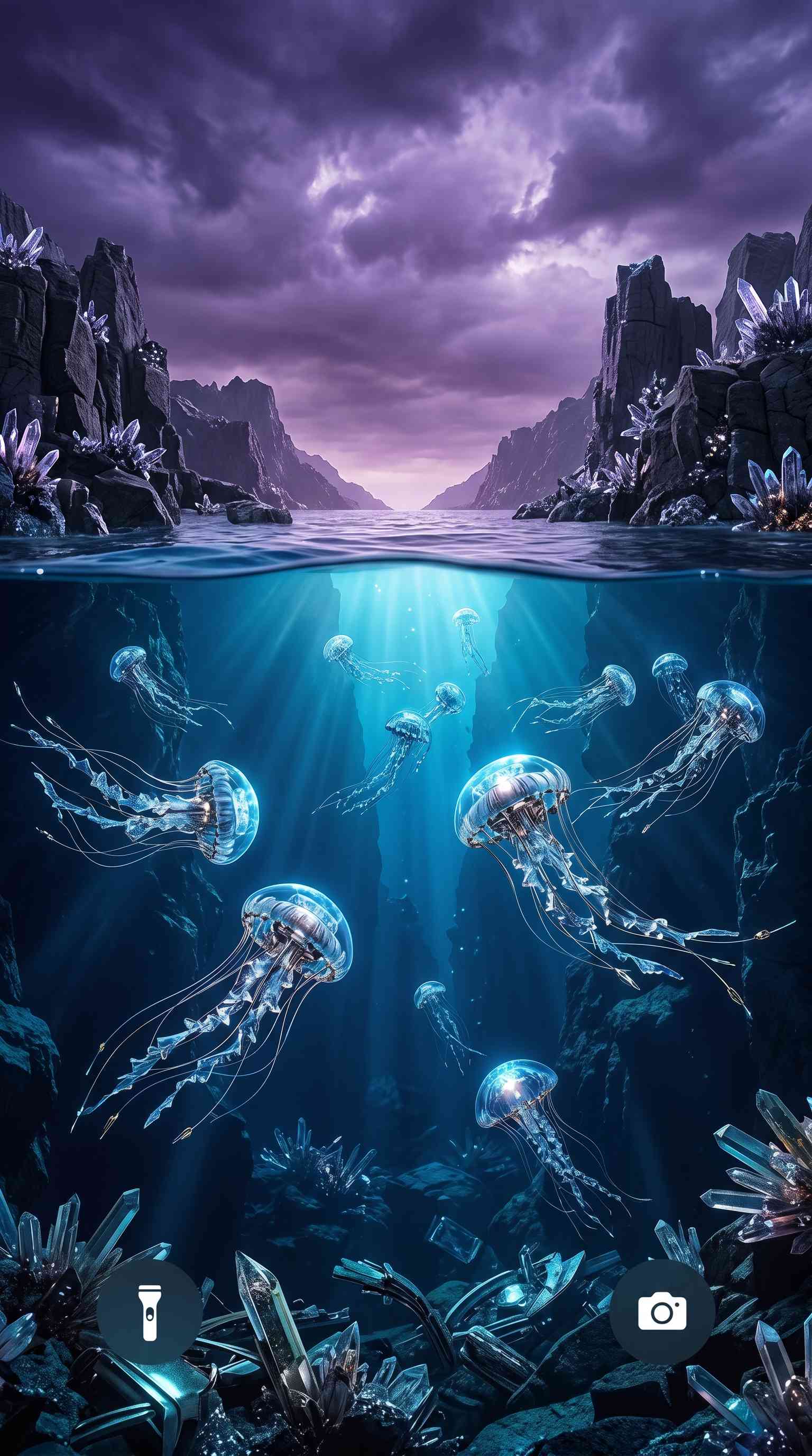 Bioluminescent Jellyfish Crystal Ocean - 4K Wallpaper