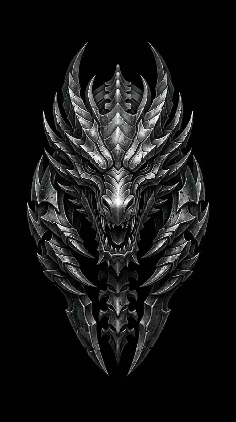 Metallic Dragon Head - 4K Phone Wallpaper