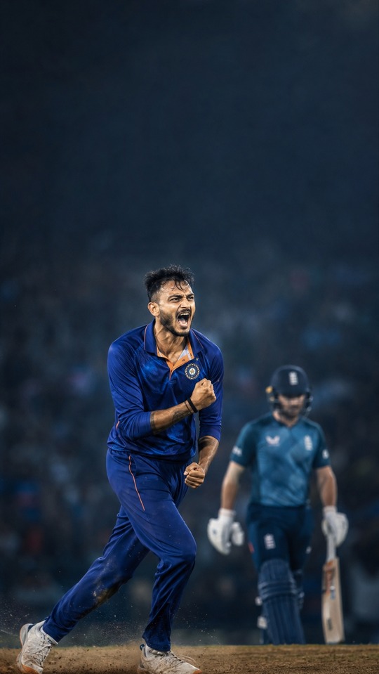 Kaptaan Axar Patel Victory - 4K Cricket Wallpaper