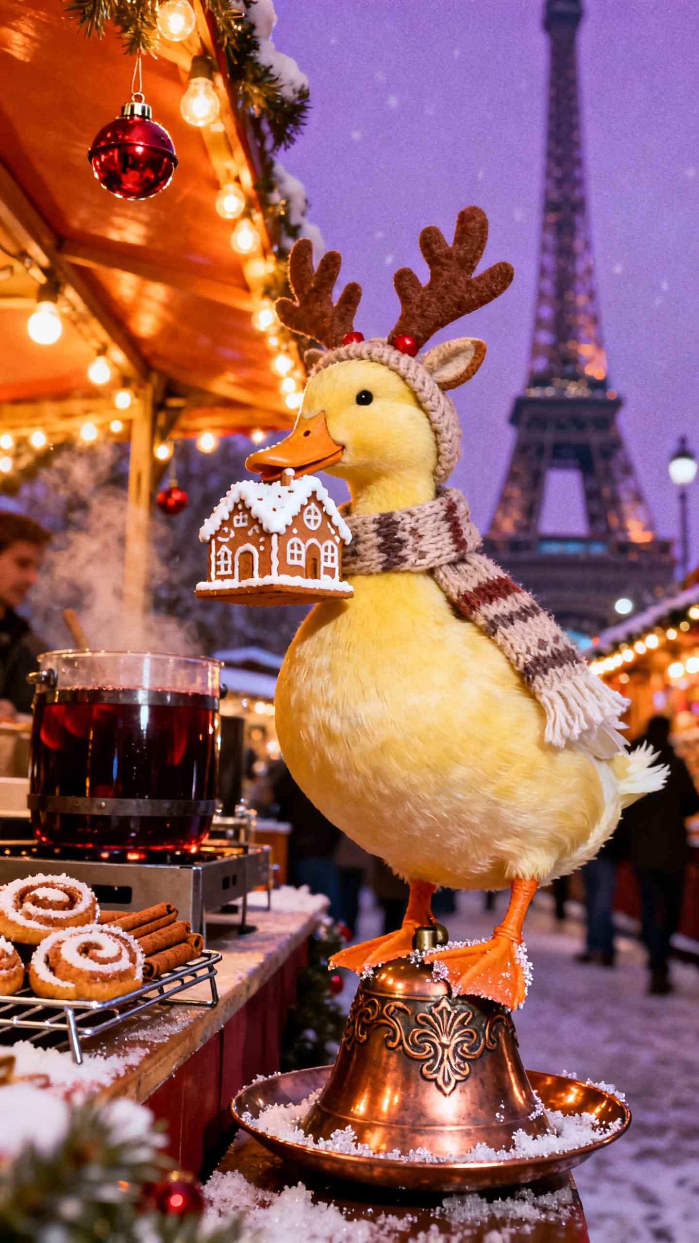 Festliche Weihnachtsente Paris - 4K Hintergründe
