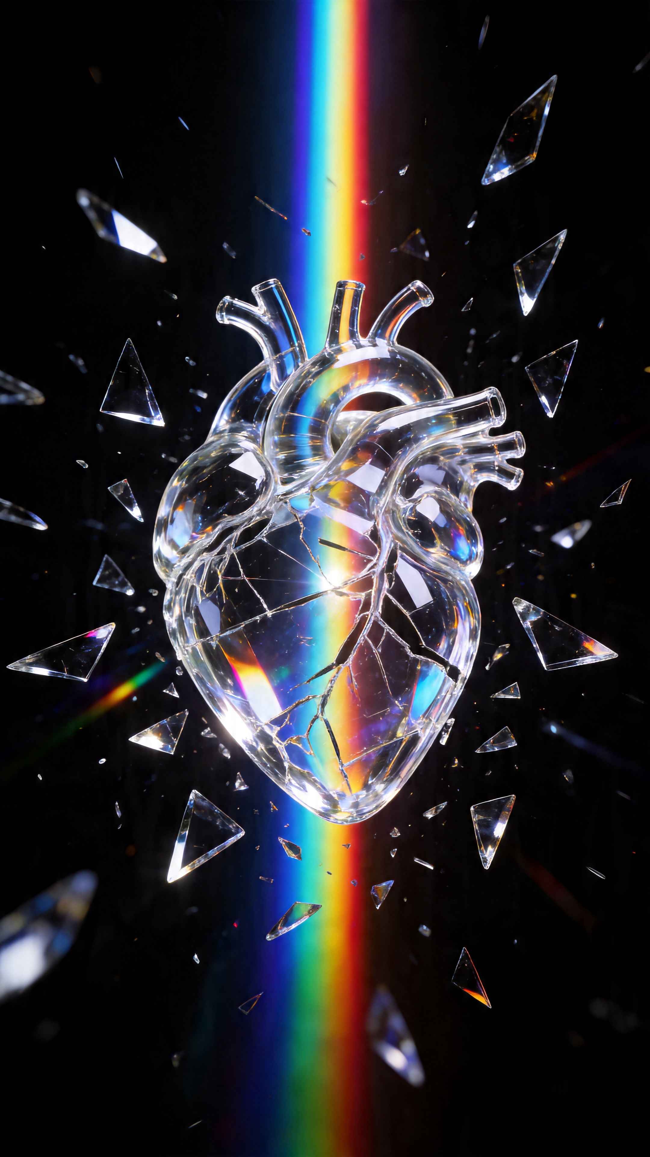 Shattered Glass Heart Prism - 4K Wallpaper