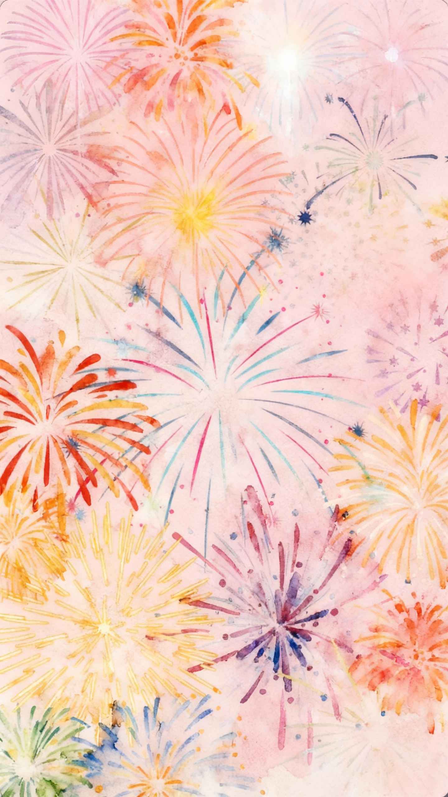 Aquarell Feuerwerk - 4K Hintergrundbild