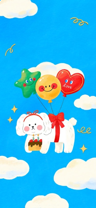 Perrito Blanco de Cumpleaños - Fondos para Celular 4K