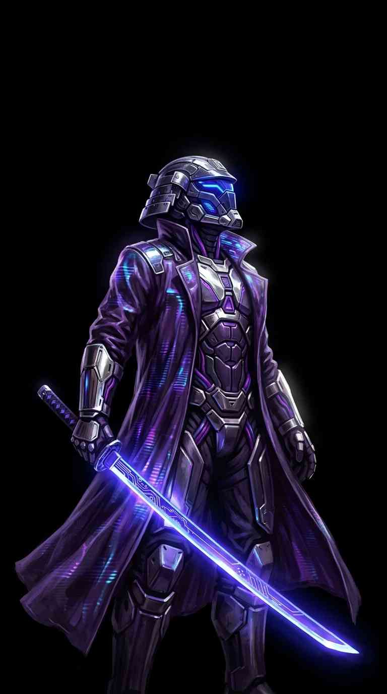 Futuristic Cyber Samurai - 4K Phone Backgrounds