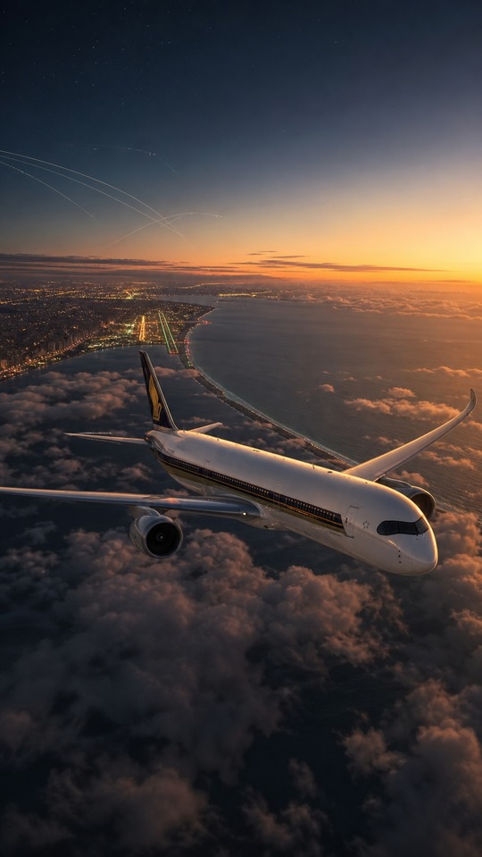 Singapore Airlines Airbus A350 Flight - 4K Wallpaper