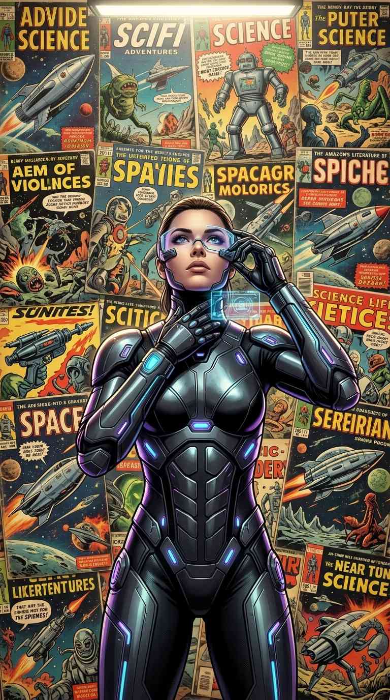 Femme Futuriste et Comics Sci-Fi - Fond d'écran 4K