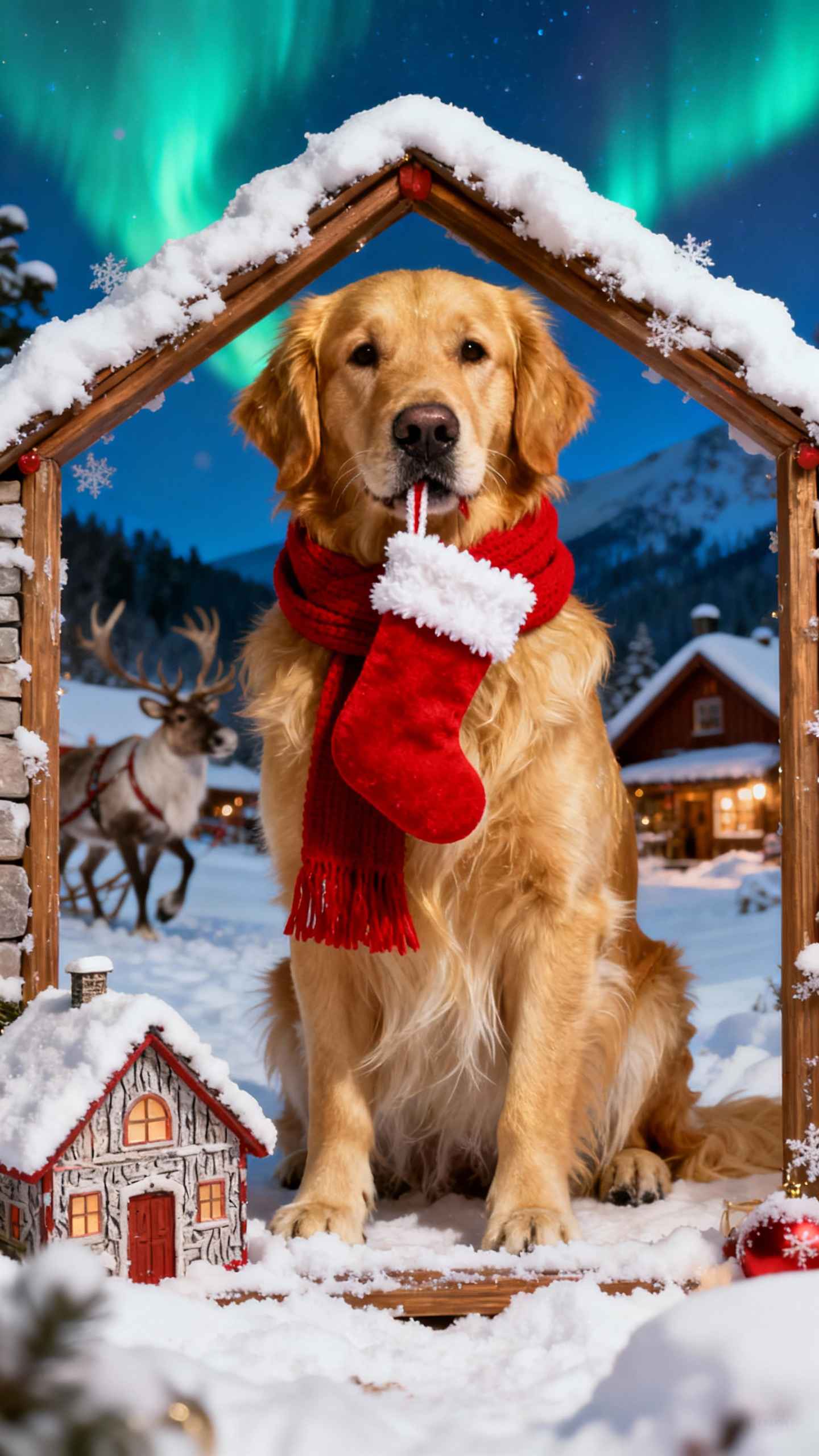 Golden Retriever de Noël - Fond d'écran 4K