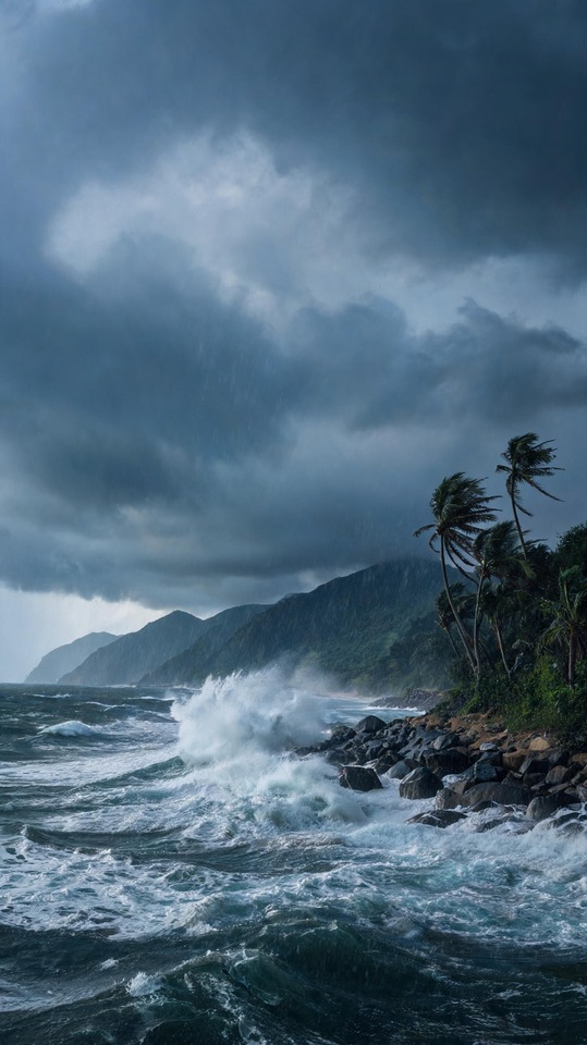 Typhoon Storm Surge Realistic 4K Mobile Wallpaper