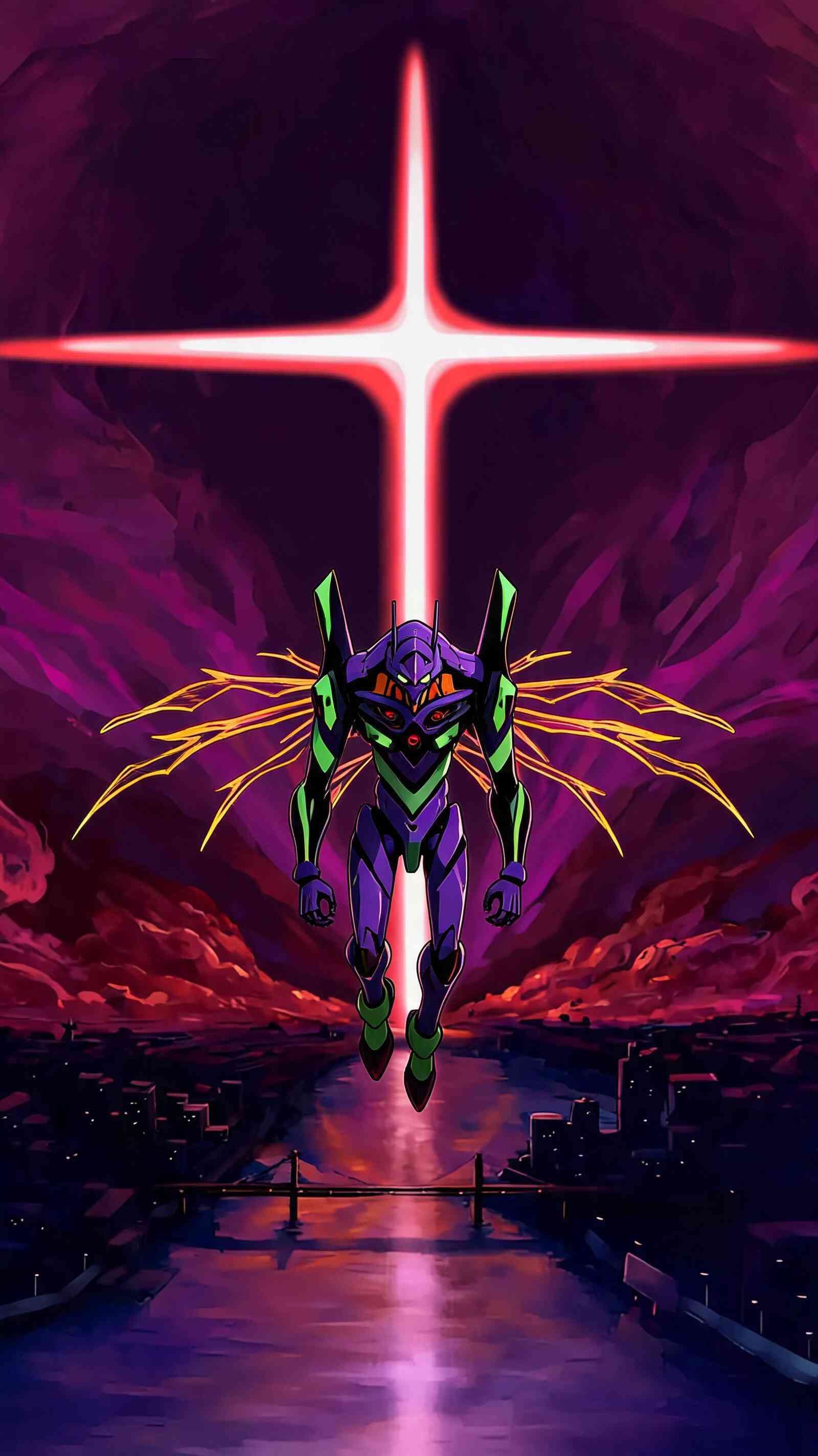 新世紀福音戰士 EVA-01 4K 桌布 - 霓虹紫美學