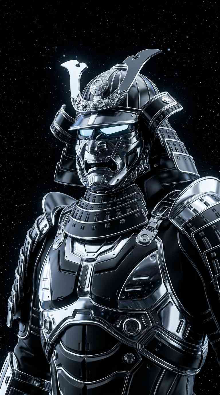 Futuristic Cyber Samurai - 4K Mobile Wallpaper