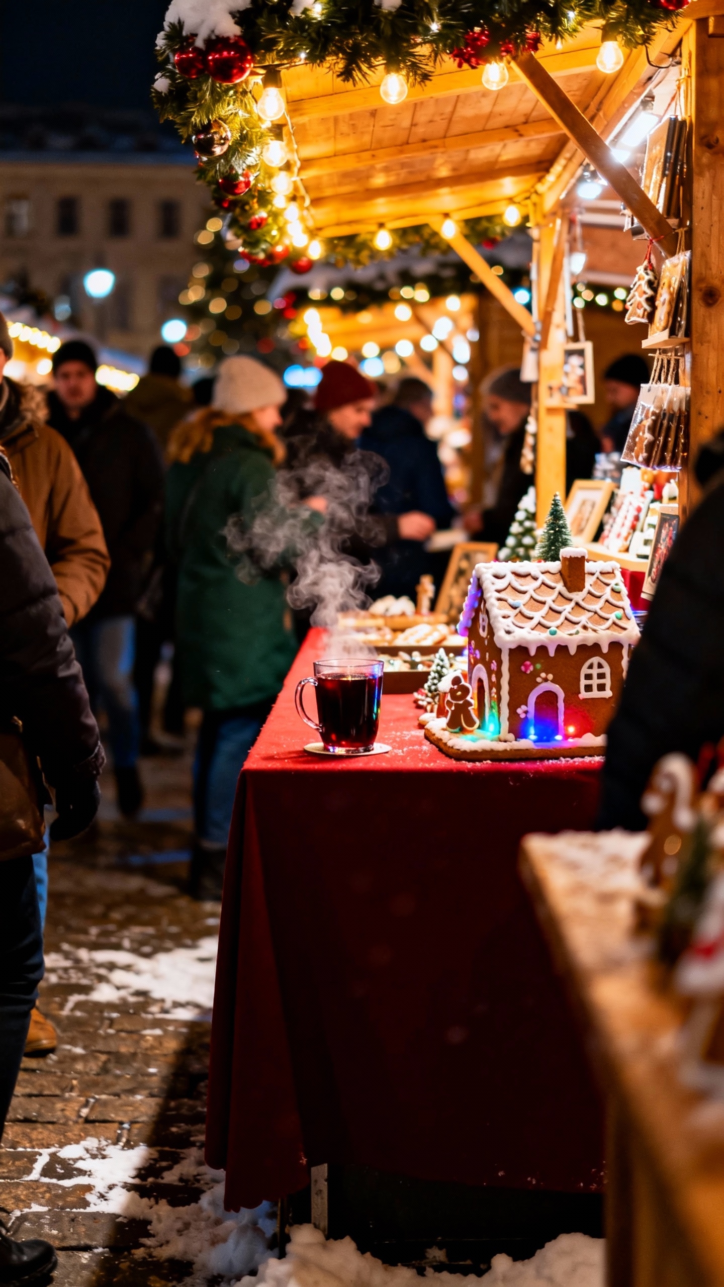 Mercadillo Navideño y Casa de Jengibre - Fondos 4K