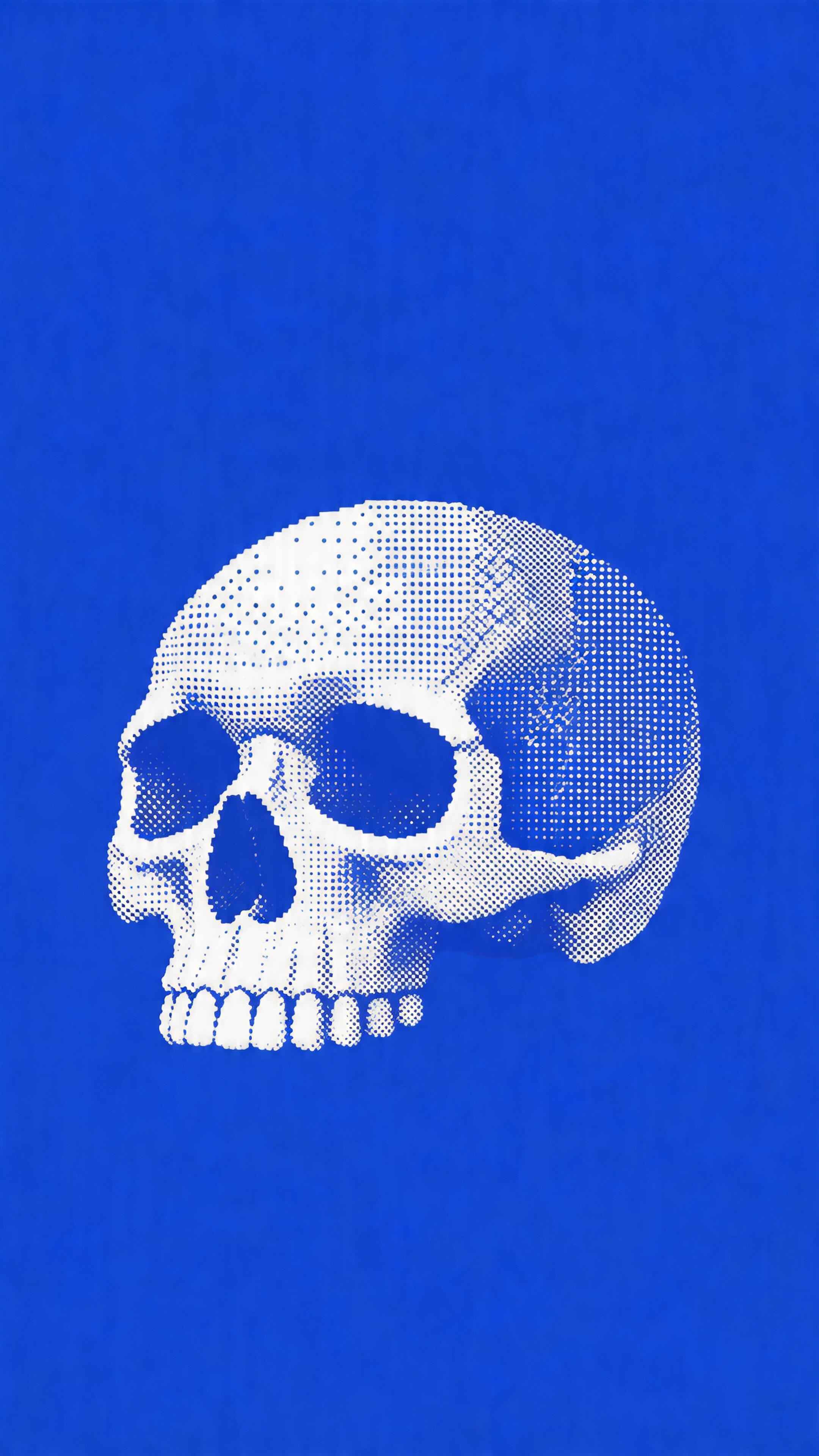 Blue Halftone Human Skull - 4K Wallpaper