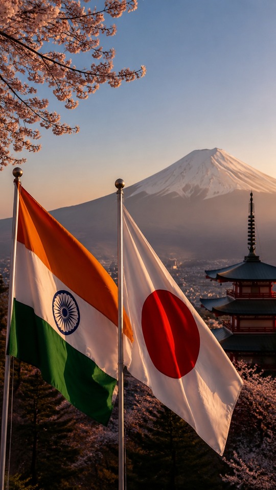 Japan & India Strategic Ties - 4K Mobile Wallpaper