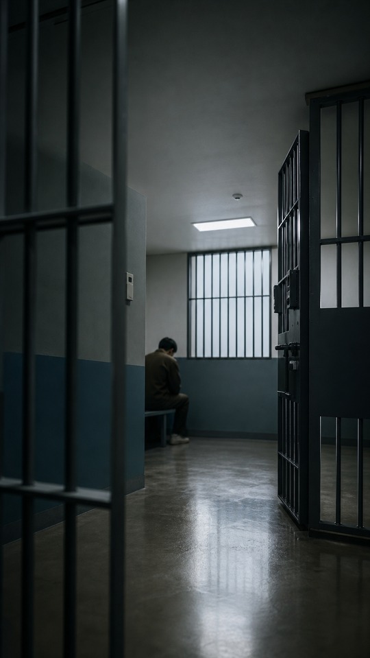 Cinematic Holding Cell (유치장) - 4K Phone Background