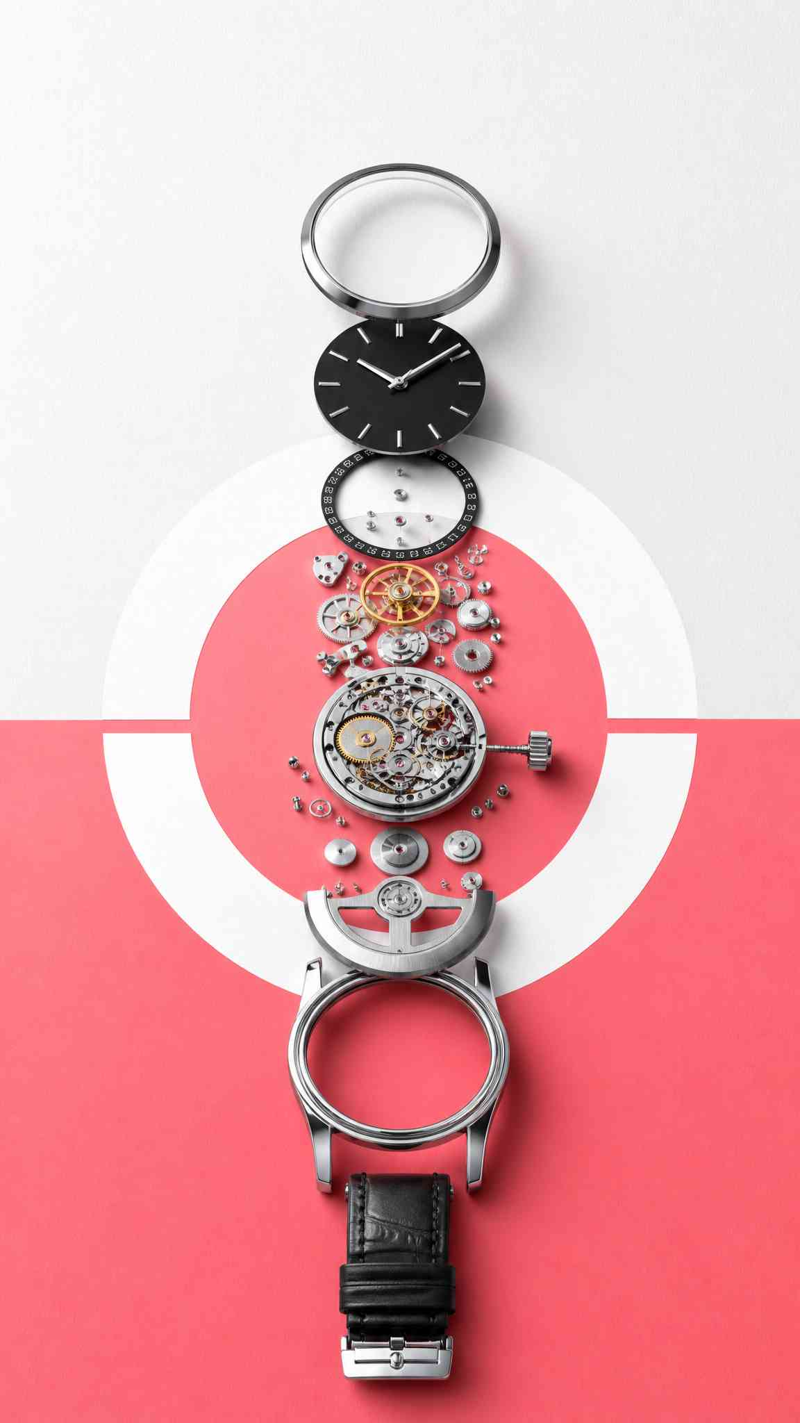 Mechanical Watch Exploded View - 4K Phone Background