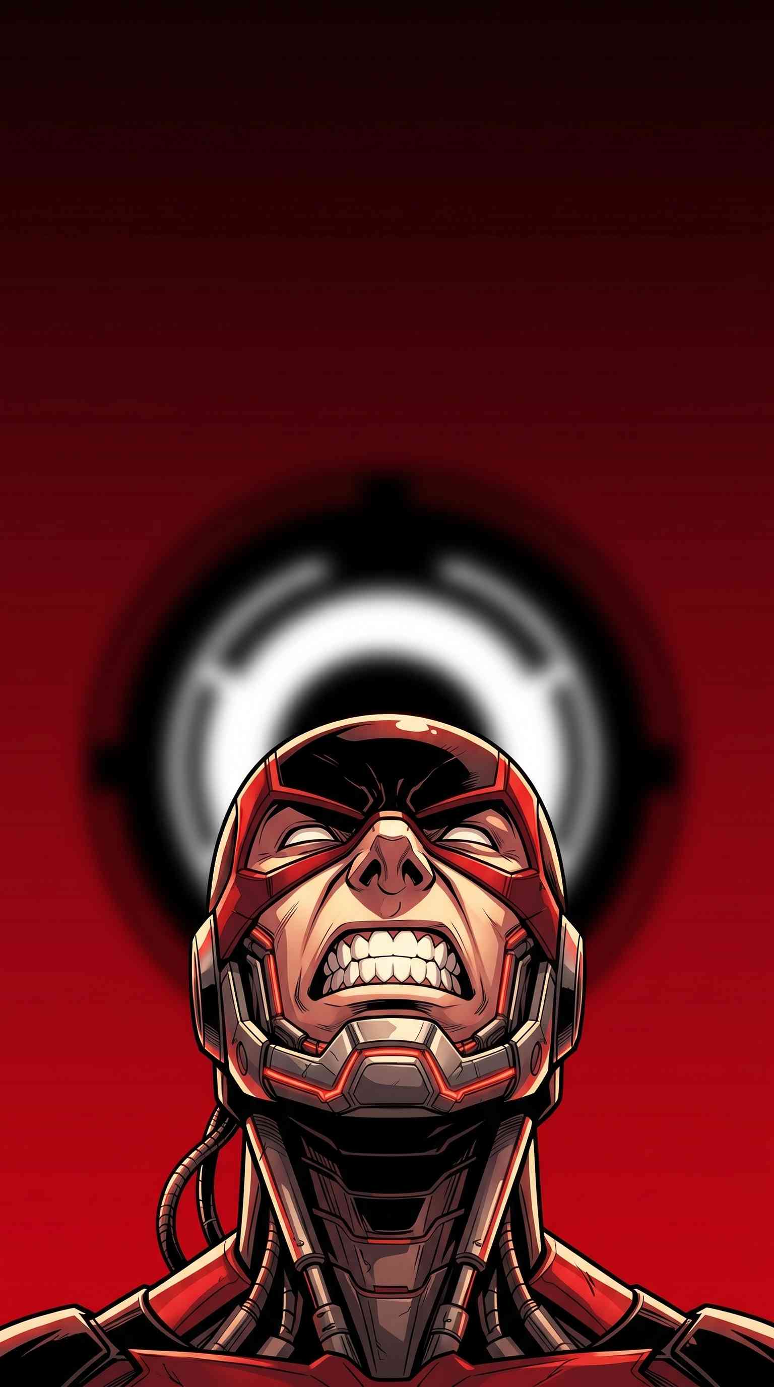 Red Cyborg Warrior Comic Art - 4K Wallpaper