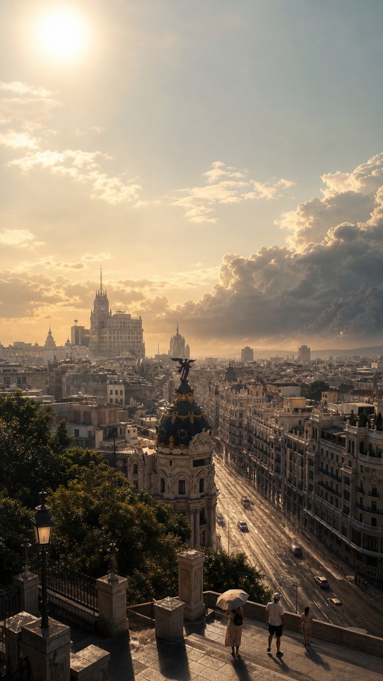 Madrid Weather Cityscape - 4K Phone Background