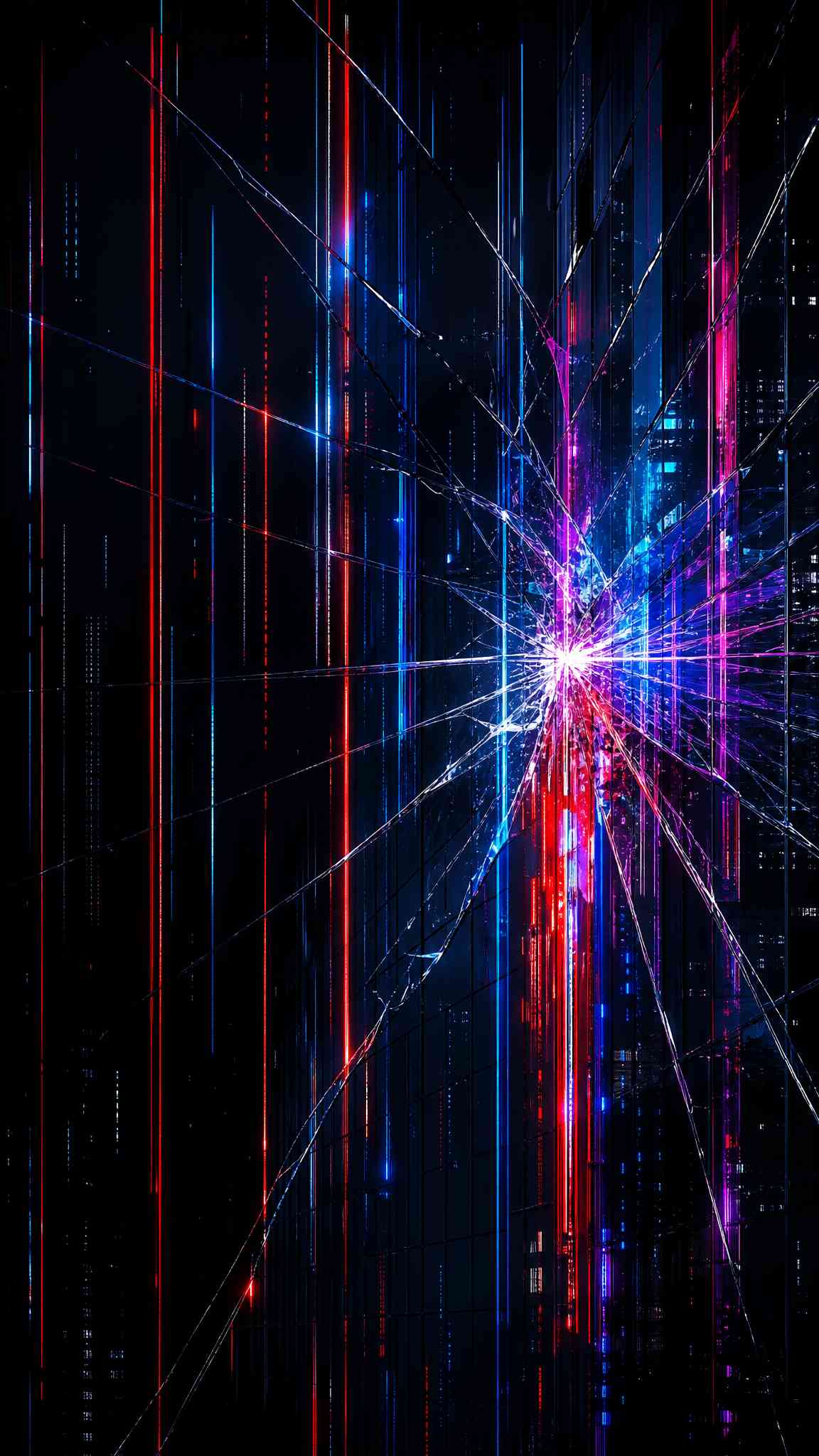 Shattered Digital Light Burst 4K Mobile Wallpaper