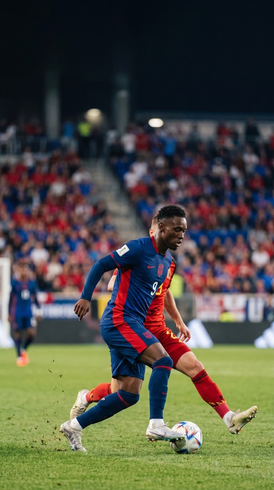 US vs Belgium Balogun Soccer Action - 4K Wallpaper
