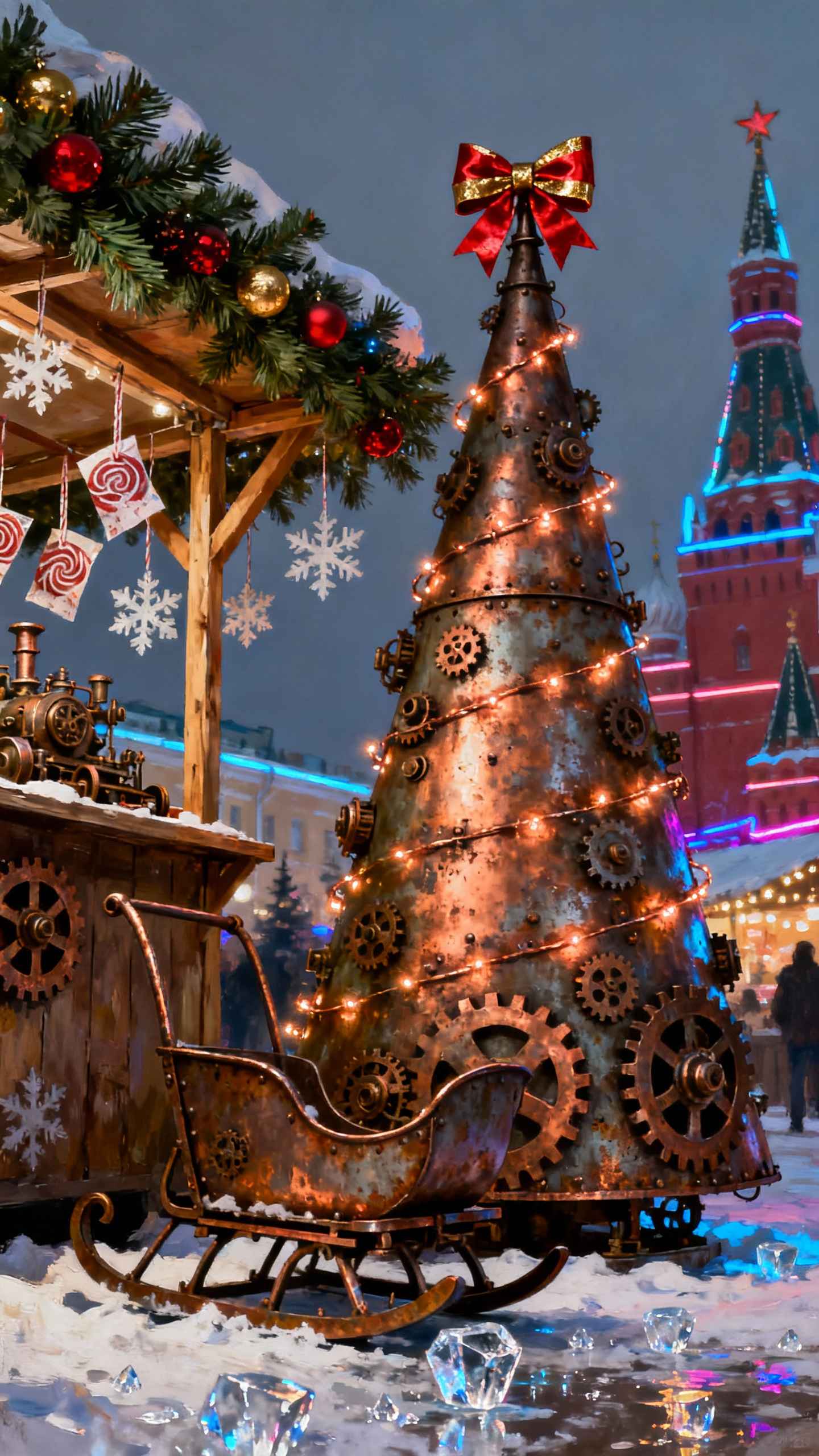 Steampunk Christmas Moscow Market - 4K Backgrounds