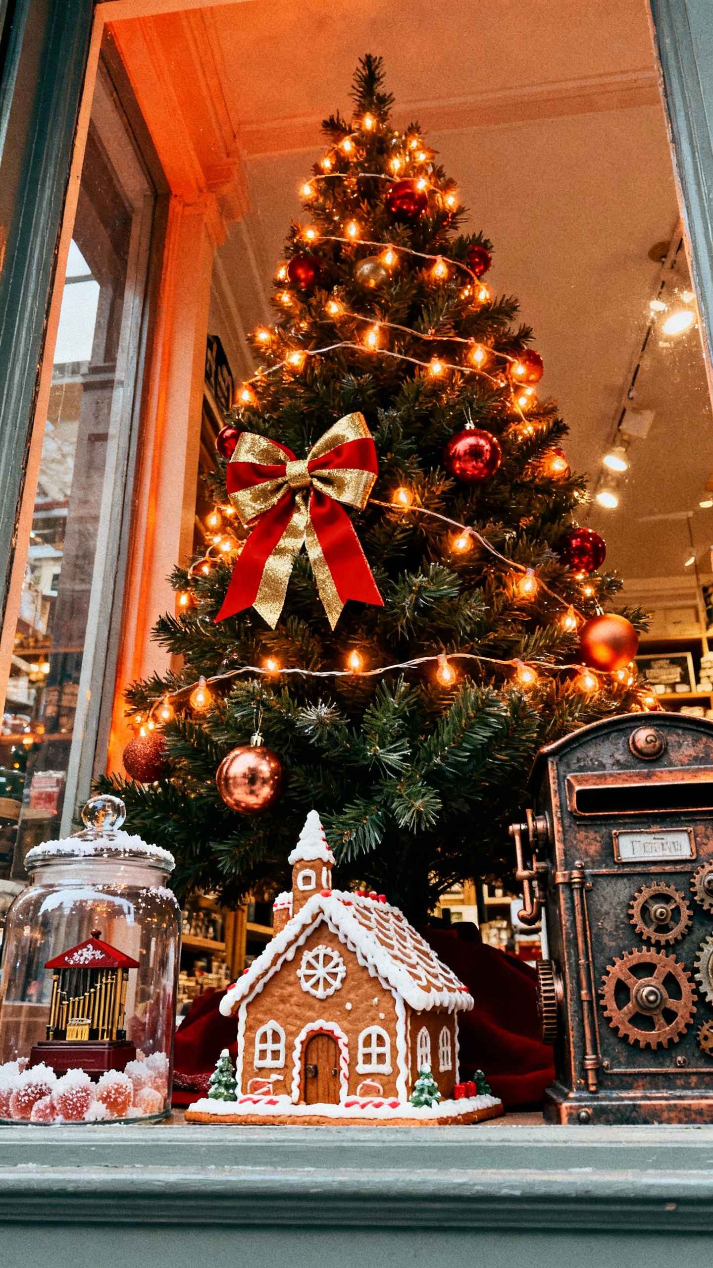 Christmas Tree & Gingerbread House - 4K Aesthetic Background