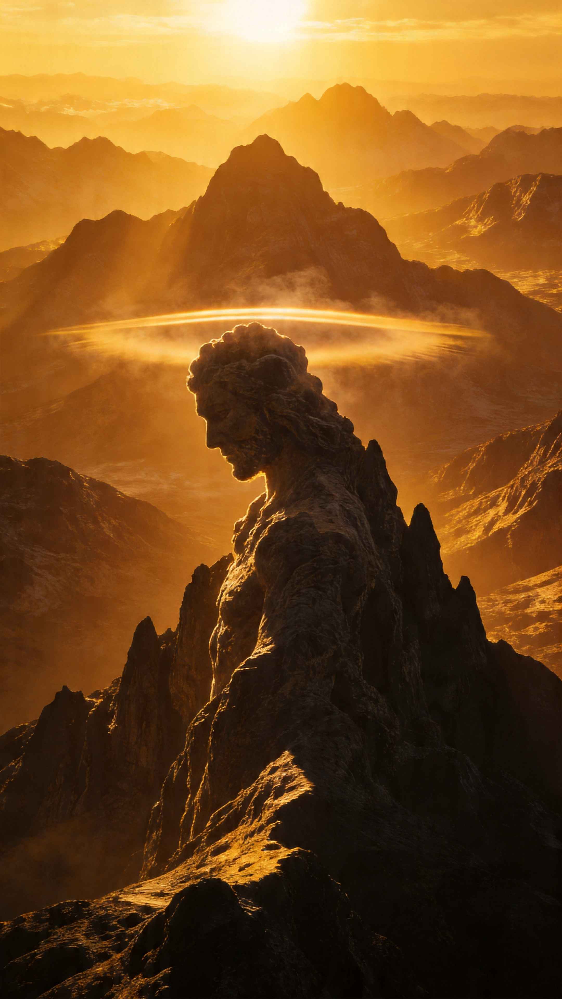Divine Mountain Figure - 4K Phone Background