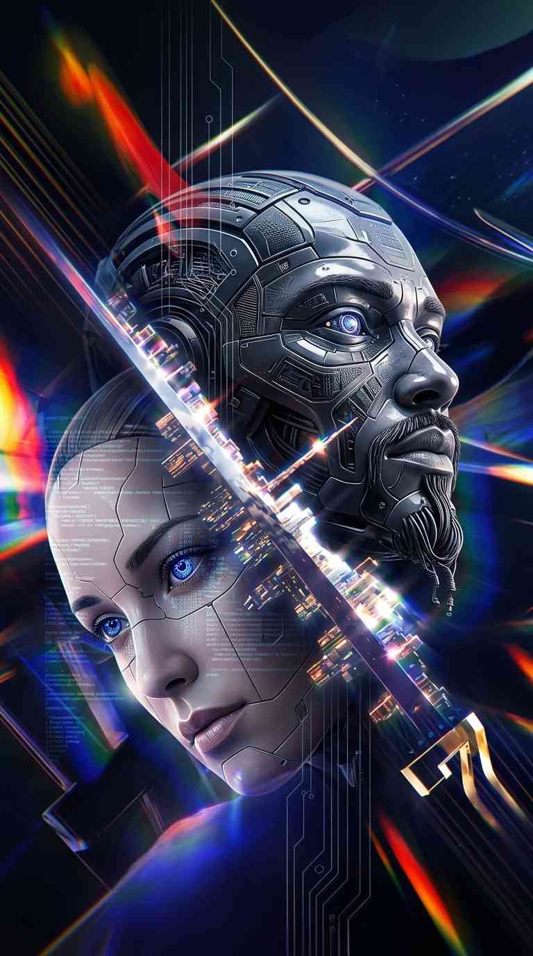 Cyberpunk AI Cyborg Couple - 4K Wallpapers