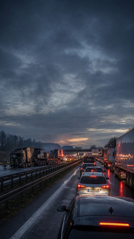 A2 Stau - Highway Heavy Transport Incident 4K Wallpaper